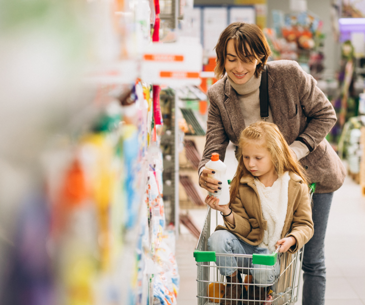 Picture of a woman and a daughter shopping.